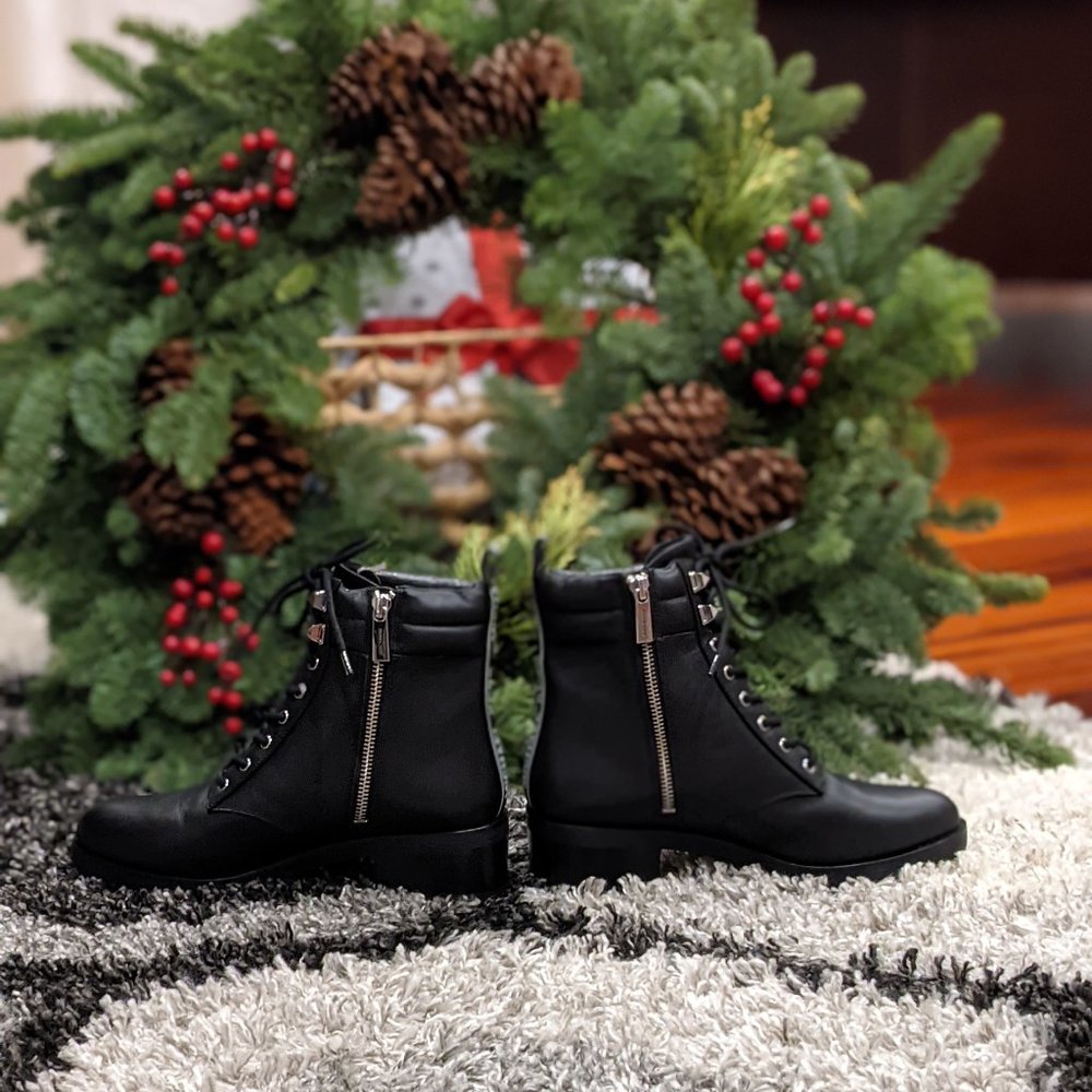 MICHAEL KORS HASLEY LACE BLACK - LOGO - BOOTS SIZE 7 + MICHAEL KORS DUST BAG 🖤 - Picture 4 of 7